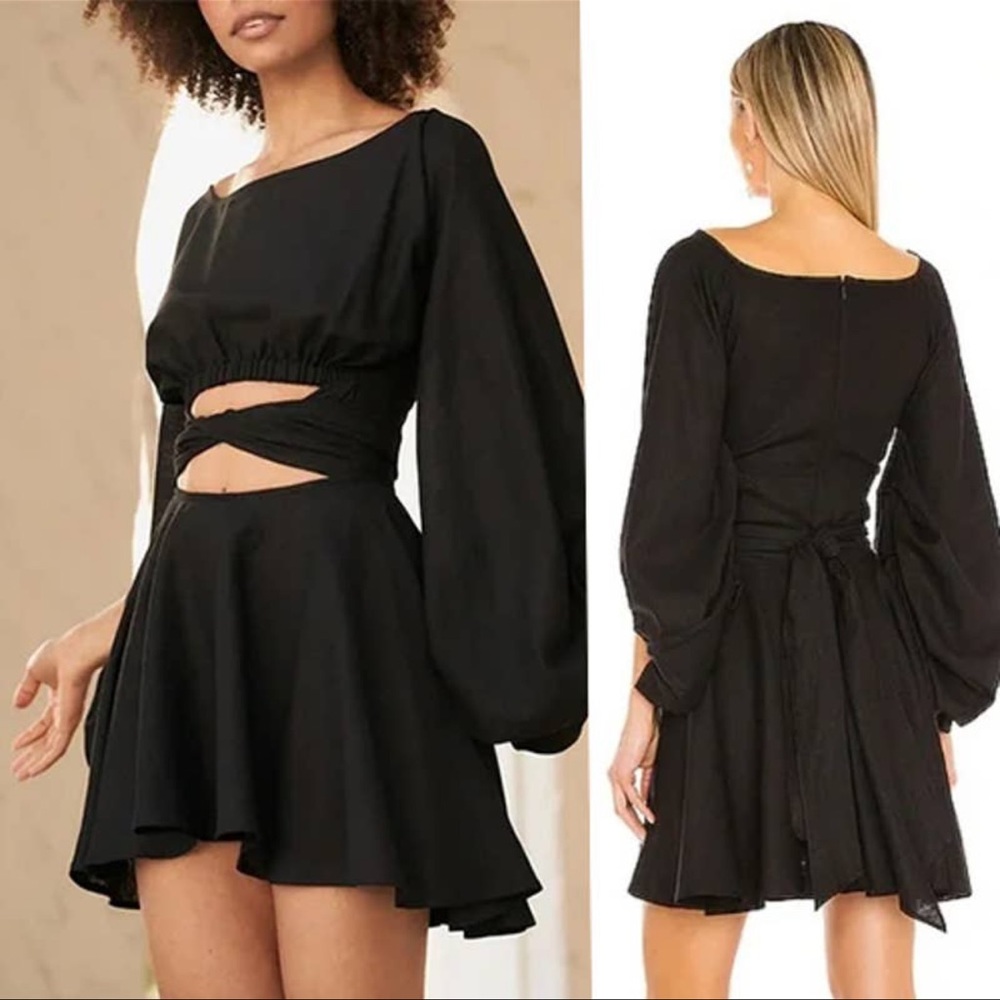 Just BEE Queen Colette Black Cut out Tie Mini Dress Women's Size XS NWT - Picture 1 of 8